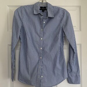 J. Crew Women's Blue Striped Button Down Shirt